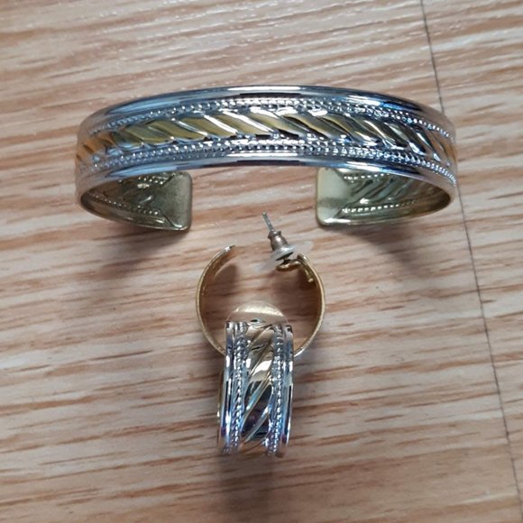 jcpenney Jewelry Textured Braid Cuff Bracelet Hoop Pierced Earring